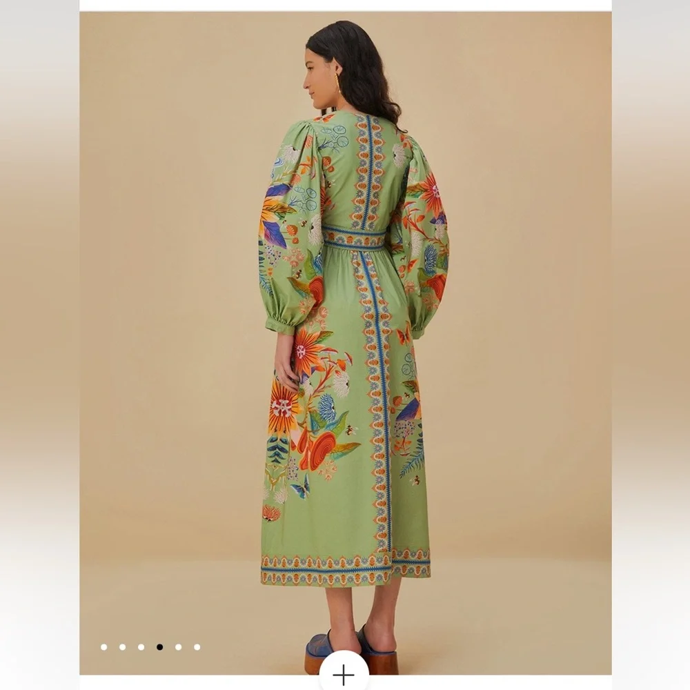 Farm Rio green bright yard maxi dress - Picture 2 of 10